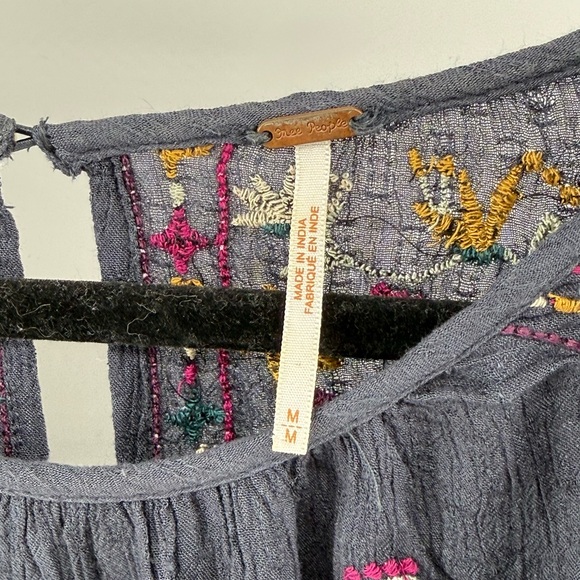 Free People Indigo Wild Flowers Blouse - Picture 3 of 6